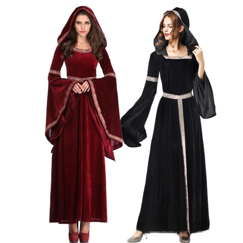Ethnic Fashion Studio - レトロな宮廷女王コスチューム ステージパフォーマンス ハロウィン 写真スタジオ ロングドレス 伝統的なエスニック女性ファッション