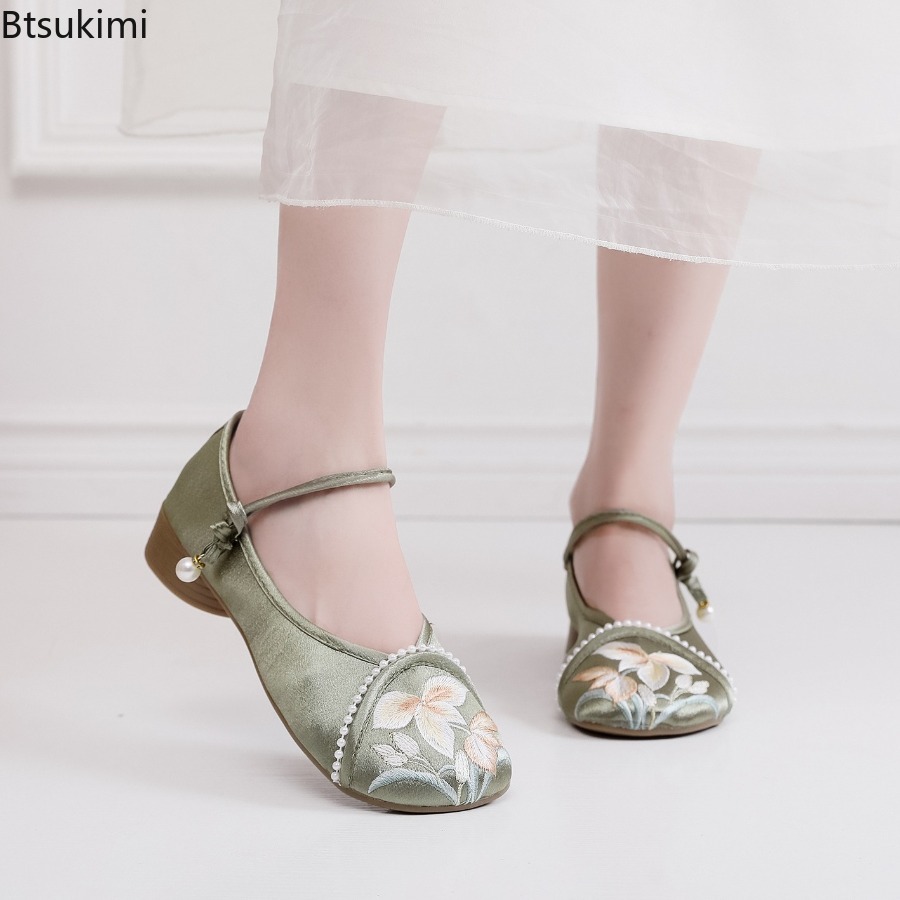 Ethnic Fashion In - ファッション刺繍中国風ローヒール婦人靴エレガントカジュアルレディースシングルシューズエスニックスタイルチャイナドレス漢服靴