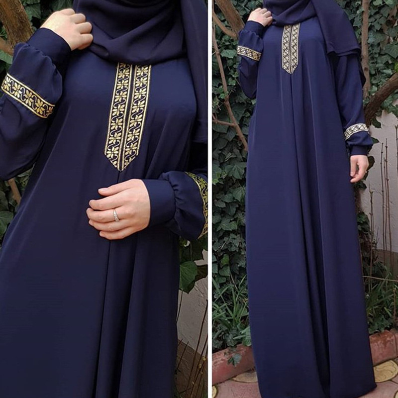 Ethnic Gown - 女性のためのイスラム教徒のエスニックスタイルのアバヤ,長袖のドレス,ゆったりとしたカジュアルなドレス,ラマダンのファッション,大きいサイズの4xl,5xl