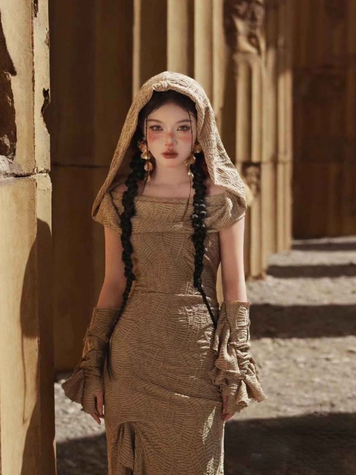 Ethnic Fashion Studio - デザートプリンセススタイルホリデードレス写真撮影スタジオ新作エスニックファッション婦人服ステージ衣装ポリエステル