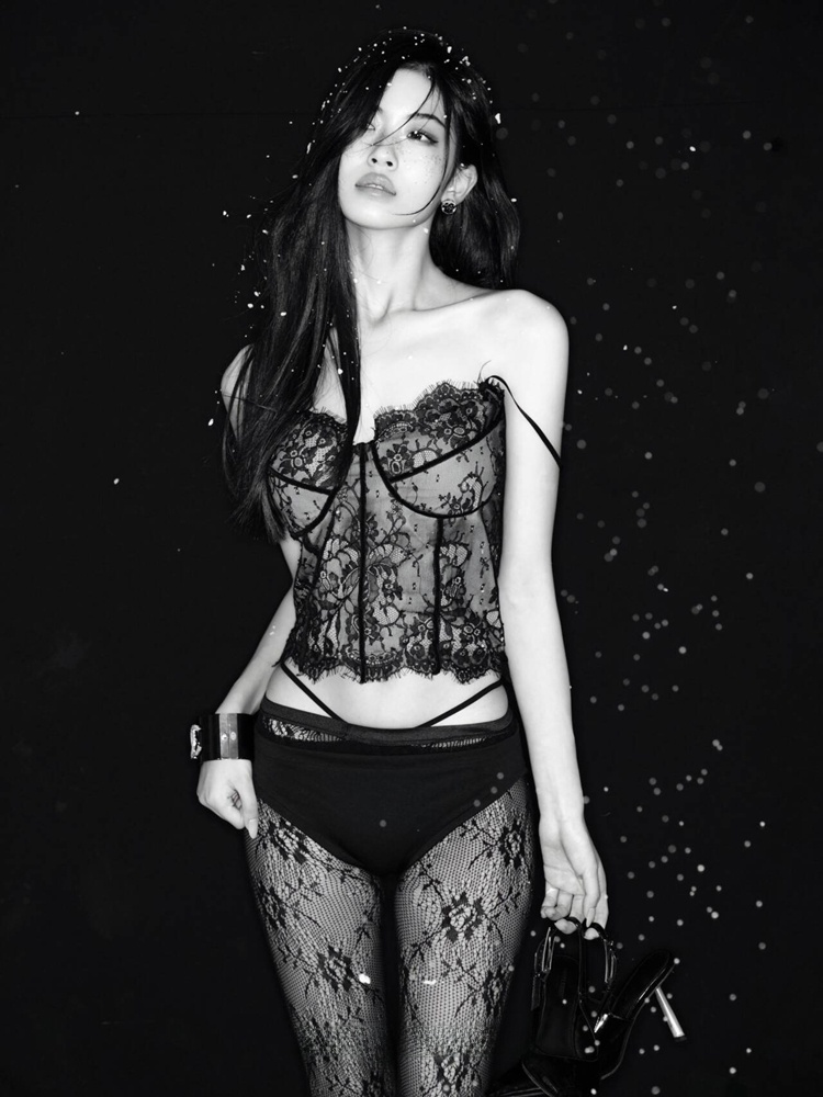 Ethnic Fashion Studio - 2026年新作ファッショナブルな黒レースポートレートセクシーな女性写真スタジオコスチューム芸術的な写真撮影女性用エスニックステージウェア