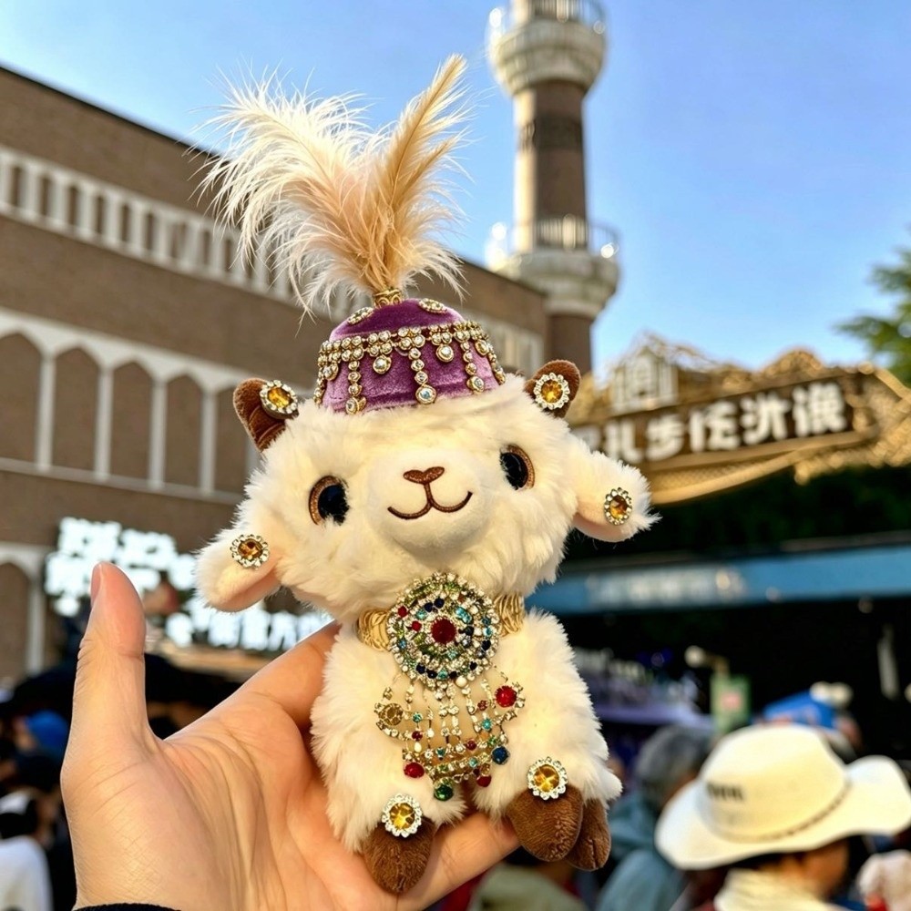 Ethnic Fashion Show - キュートな羽根飾り付きラインストーン羊バッグチャーム、エスニックデザインクリスタルタッセル、子羊ペンダントバッグデコレーション