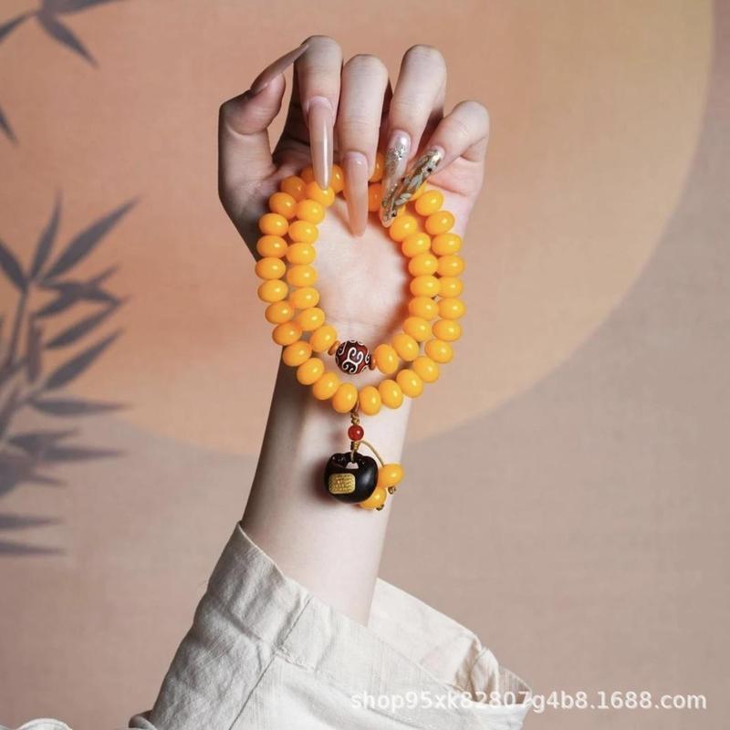白翡翠と黄菩提の多連DIY如意ロック9点セット、ナショナルト - Men'S Ethnic Fashion Trends のレビューと価格