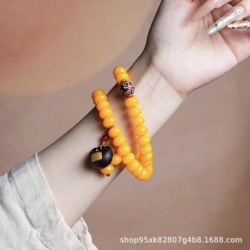 白翡翠と黄菩提の多連DIY如意ロック9点セット、ナショナルト - Men'S Ethnic Fashion Trends のレビューと価格