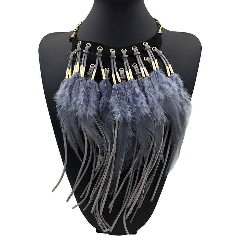 女性のためのペンダント付きフェザーネックレス,エスニックジュ - Latest Ethnic Fashion For Women のレビューと価格