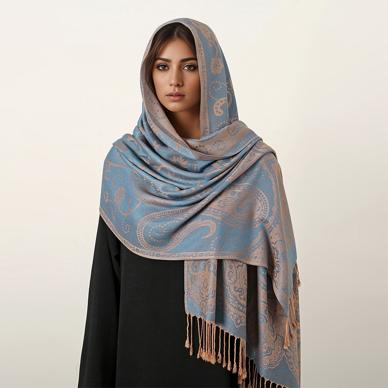 女性用ポイズリージャカードスカーフ、エスニックスタイル、厚手 - Winter Ethnic Fashion For Women のレビューと価格