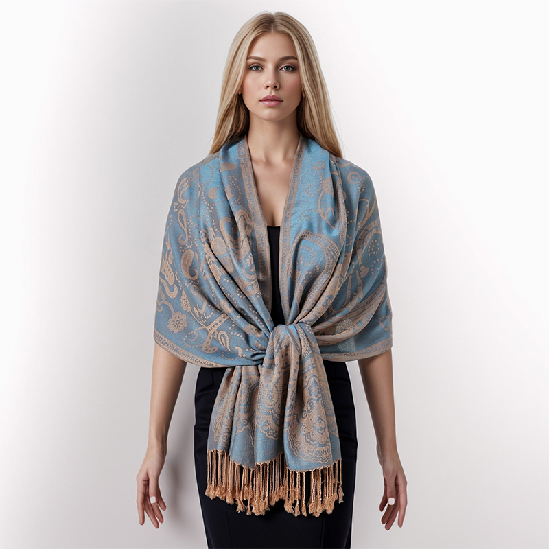 女性用ポイズリージャカードスカーフ、エスニックスタイル、厚手 - Winter Ethnic Fashion For Women のレビューと価格
