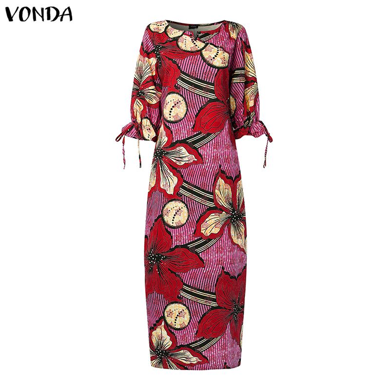 VONDA プラスサイズの女性ボヘミアンプリントマキシドレス - Ethnic Gown のレビューと価格