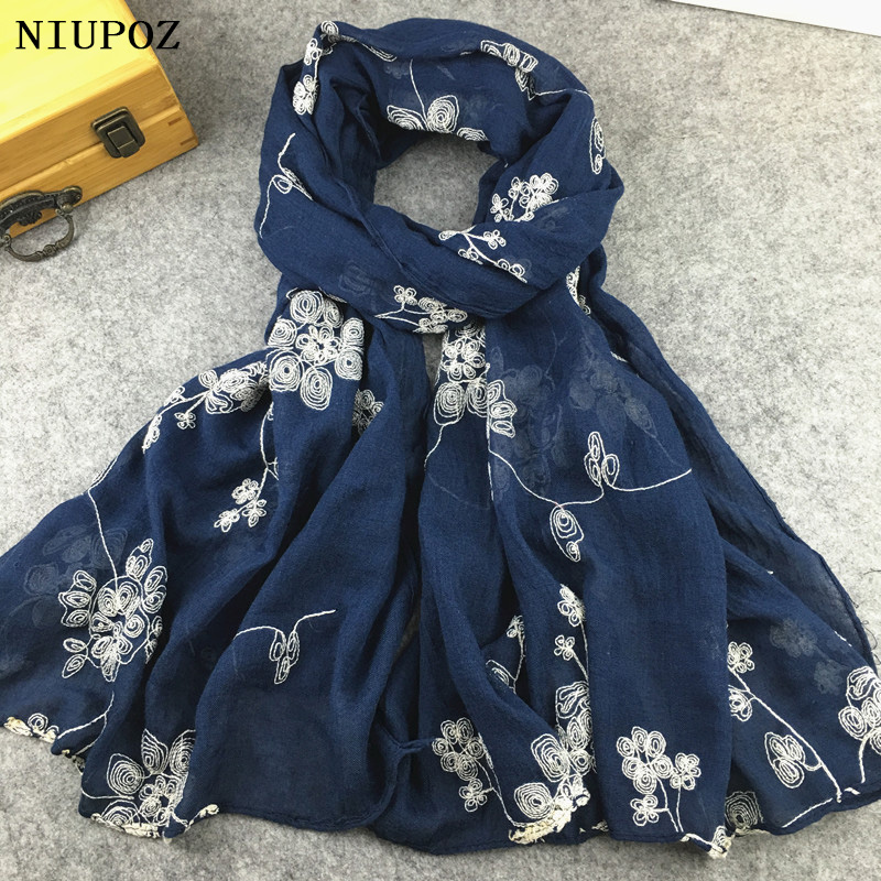 多くの色エスニック刺繍女性冬スカーフエレガントな花ロングスカ - Winter Ethnic Fashion For Women のレビューと価格