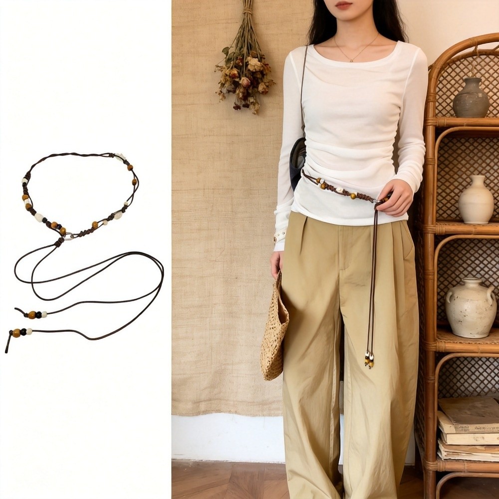 エスニック手織りウエストチェーン 木製ビーズ ハイエンド装飾 - Ethnic Fashion Show のレビューと価格