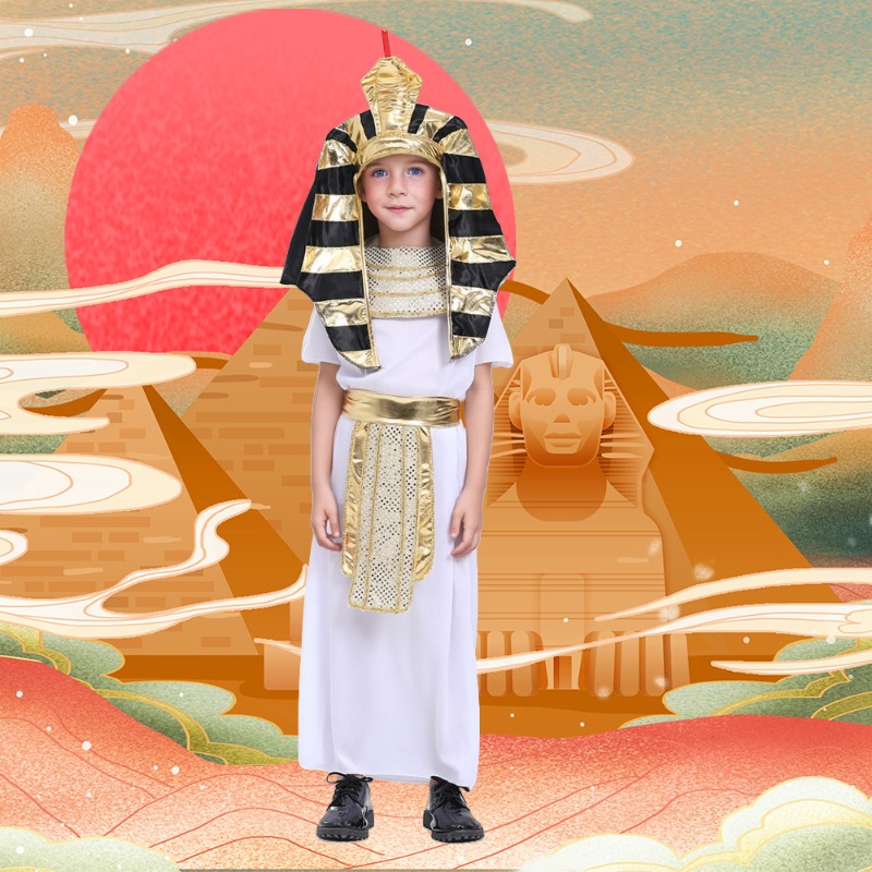 子供用エジプトファラオ王コスチューム民族テーマロールプレイド - Ethnic Gown のレビューと価格