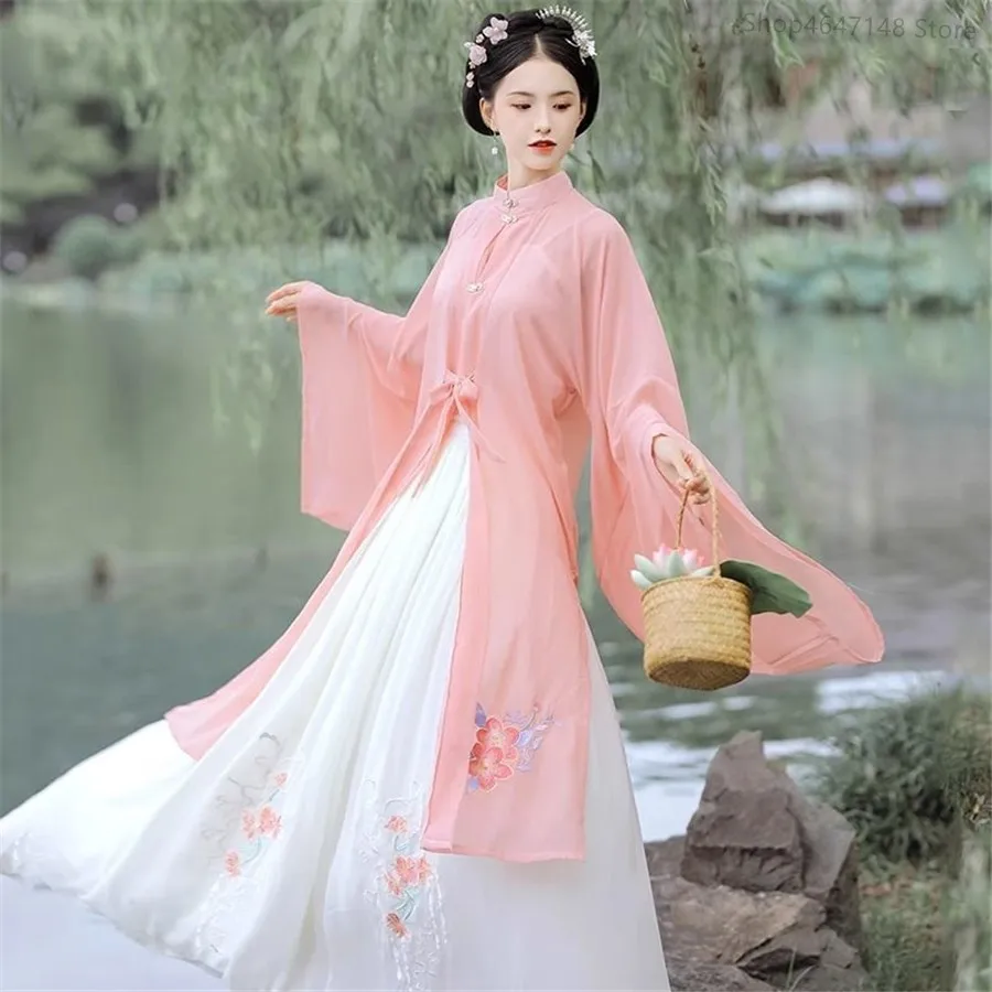 はい中国の伝統的なピンクオレンジグリーン女性服妖精漢服ファッ - Ethnic Fashion Show のレビューと価格