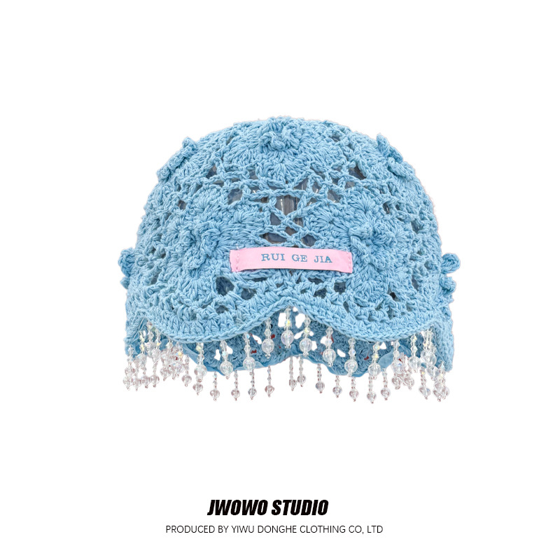 ボヘミアンスタイルビーズタッセルキャップ女性のための夏中空薄 - Winter Ethnic Fashion For Women のレビューと価格