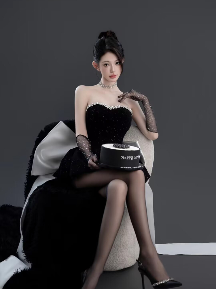 エレガントな黒の写真撮影用コスチューム、個人撮影やスタジオポ - Ethnic Fashion Studio のレビューと価格