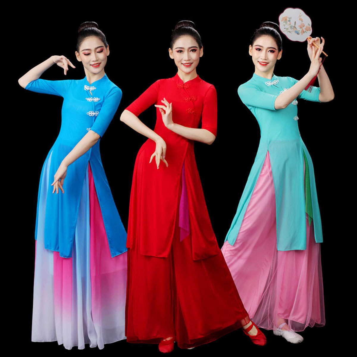 レディースクラシックダンスパフォーマンス衣装中国風チャイナパ - Ethnic Fashion Show のレビューと価格