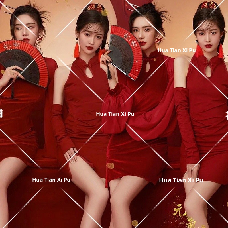 新年ヴィンテージ写真スタジオファッショナブルな親友ポートレー - Ethnic Fashion Studio のレビューと価格