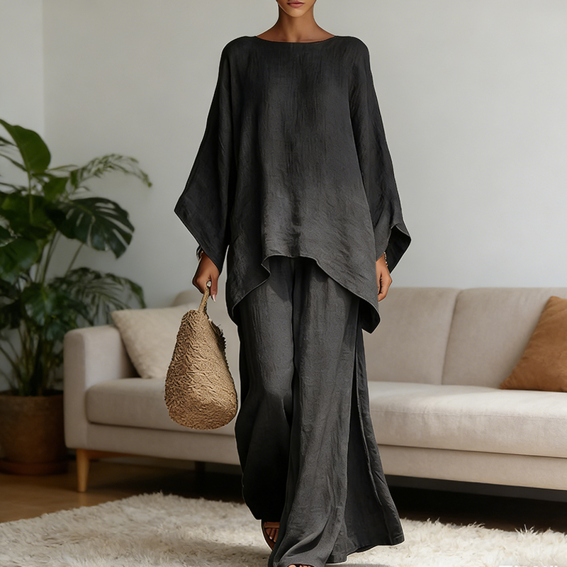 春の新作ファッションリネンルーズ長袖ワイドレッグパンツ2点セ - Ethnic Fashion Collection のレビューと価格
