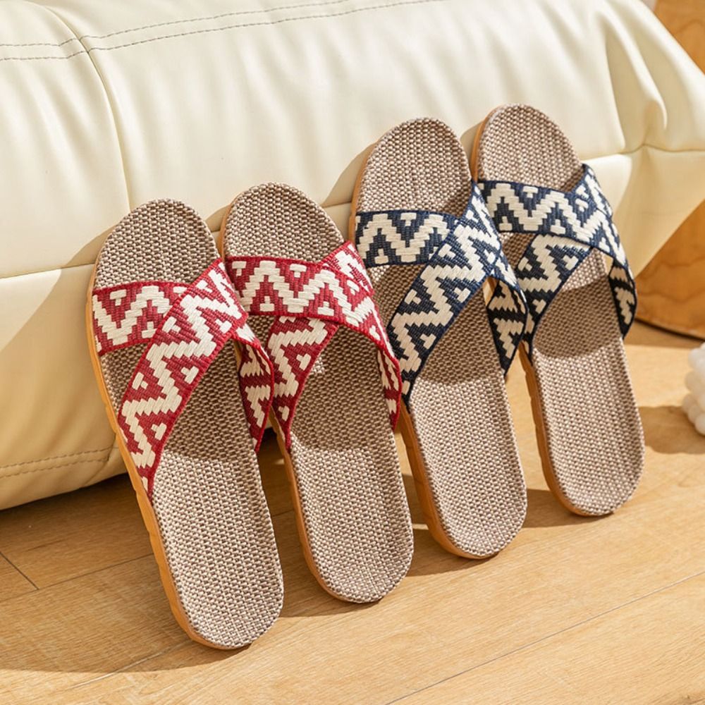 ファッションエスニックスタイルリネンクロススリッパ亜麻ソフト - Ethnic Fashion In のレビューと価格